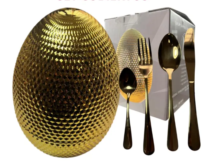 SET DE CUBIERTO HUEVO CON PUNTOS