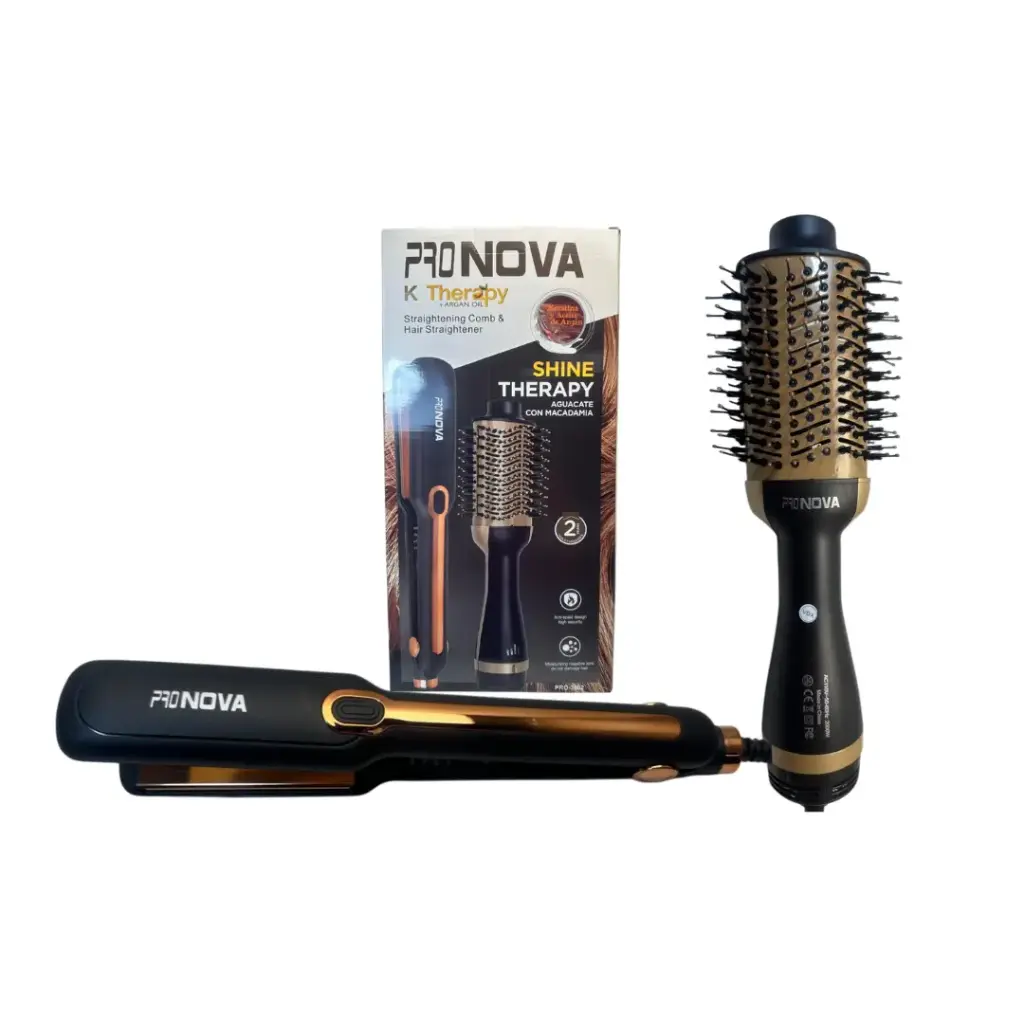 COMBO CEPILLO SECADOR Y PLANCHA ANCHA PRONOVA 