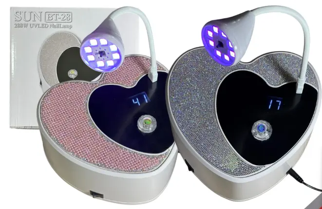 LAMPARA DE UÑAS CORAZON CON PIEDRAS SUNBT-28